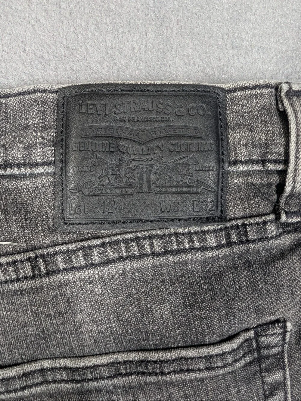 Levis Premium 512 Mens 33X32 Gray Slim Taper Stretch Denim Jeans Casual Pants